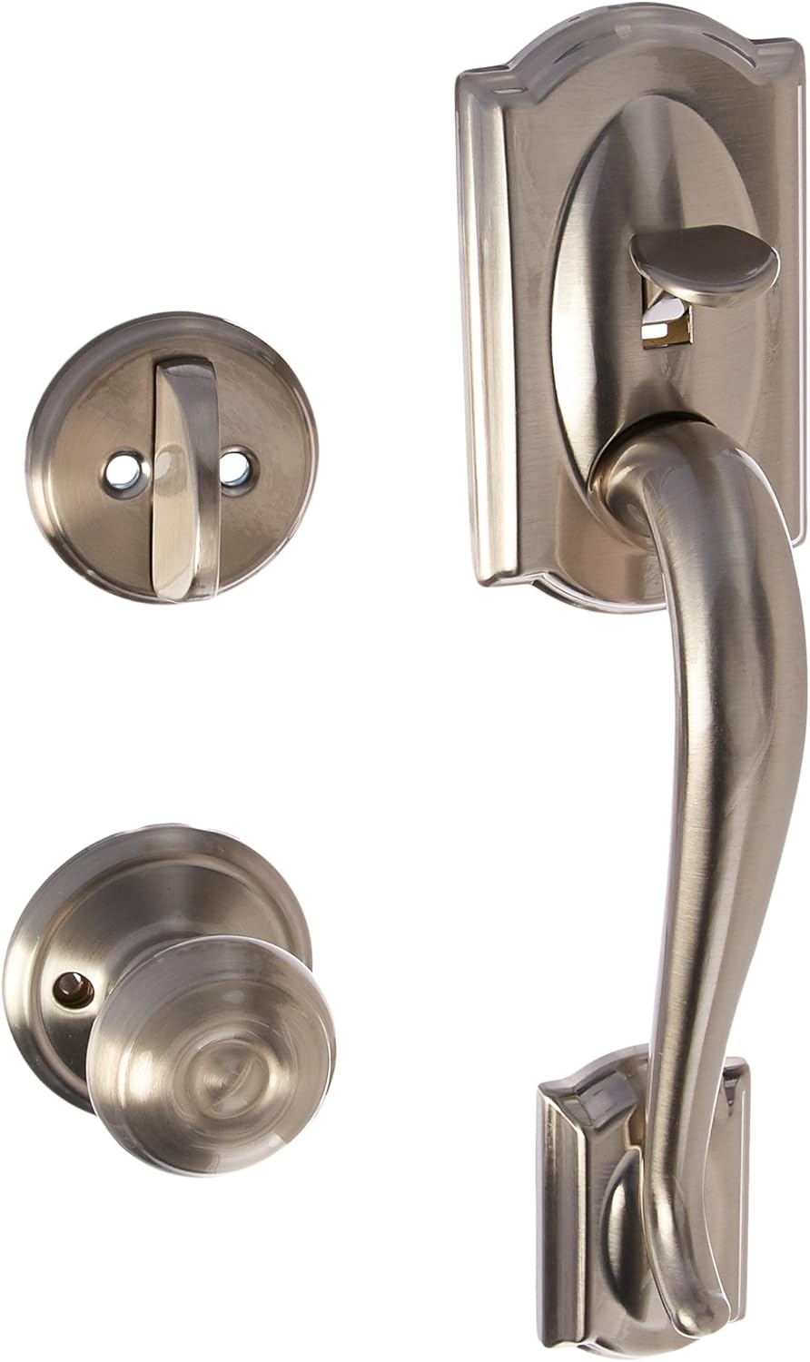 Schlage Lock Company F60CAM619PLY Schlage Camelot Active Door Handleset with Plymouth Interior, Satin Nickel