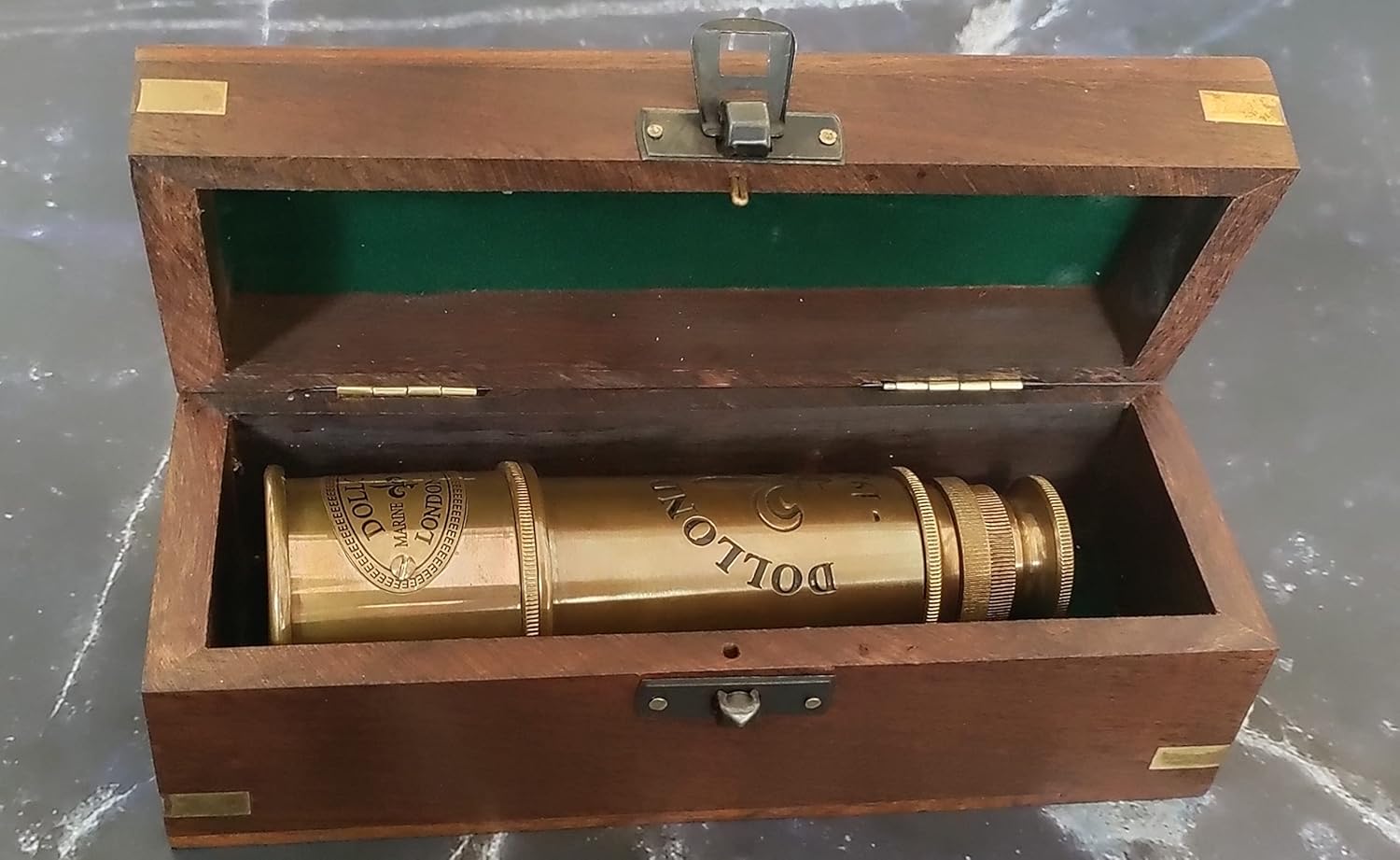 Personalized Brass Telescope with Wooden Box | Dollond London Engraved Telescope Gift for Husband, Dad, Bestman | Gift for Christmas, Birthday, Wedding, Anniversary, Father's Day