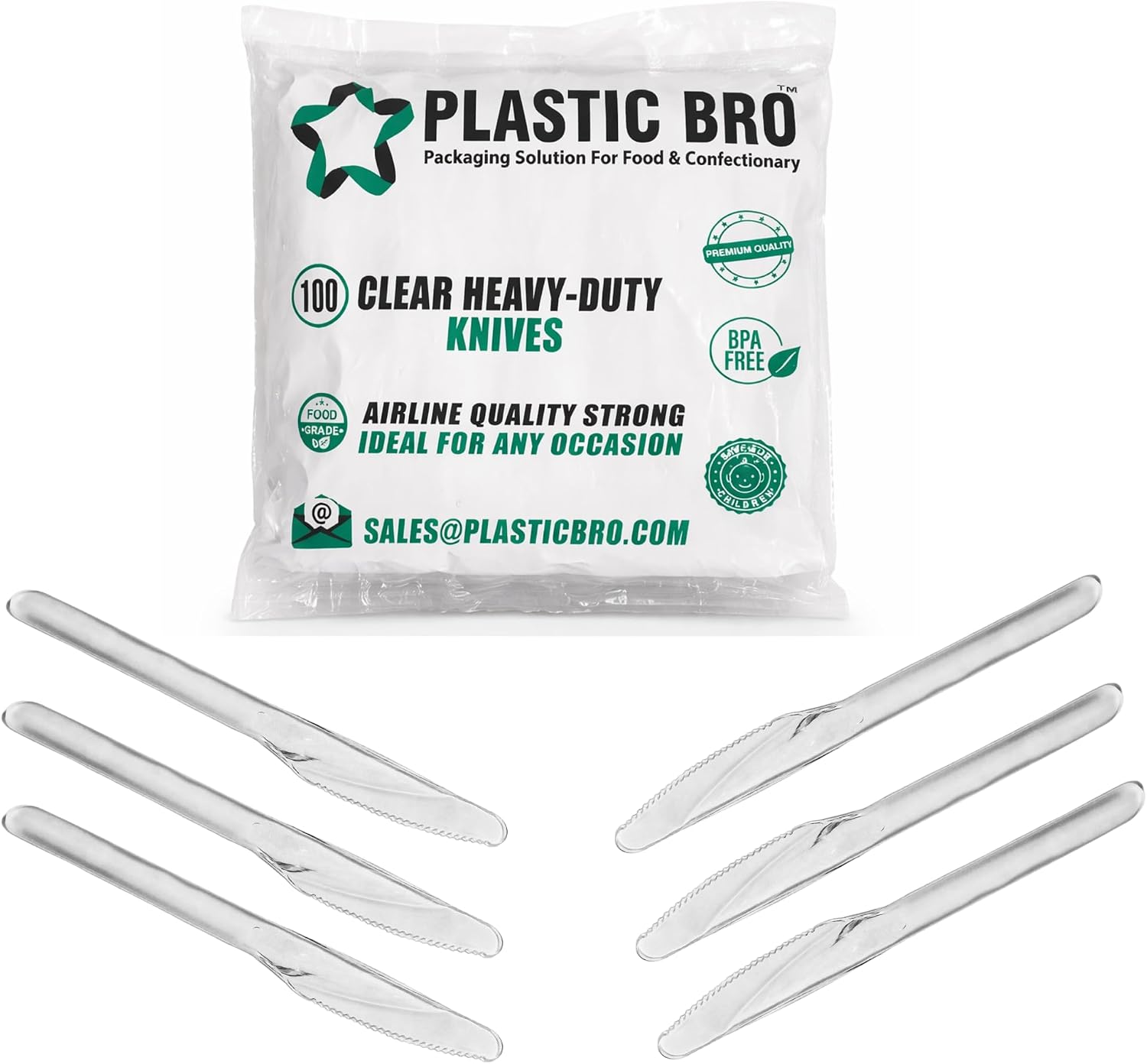 Heavy Duty Large Plastic Knives – 100 Count, Premium Clear, Heat Resistant, Reusable & Durable for High End Parties, Catering & Events