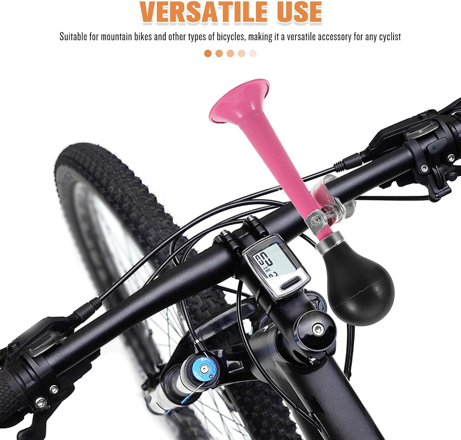 Metal Bicycle Air Horn Loud Bike Horn for Adults Accessory for Mountain Bikes Scooters Cycling Safety (Pink)