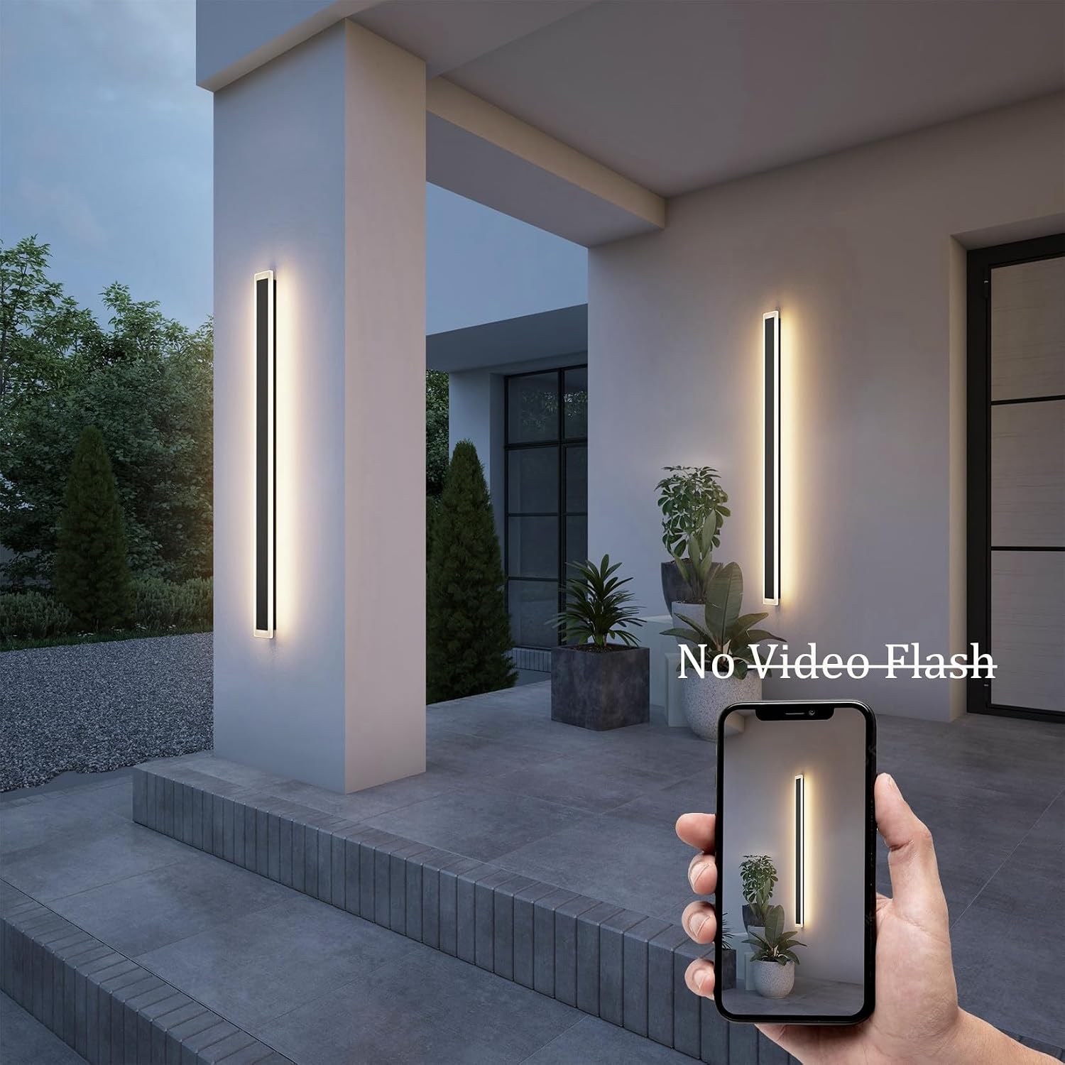 2 Pack 47.2in 4000K Long Outdoor Light IP65 Waterproof Outdoor Sconces Wall Lighting Modern LED Exterior Wall Sconces for Porch House