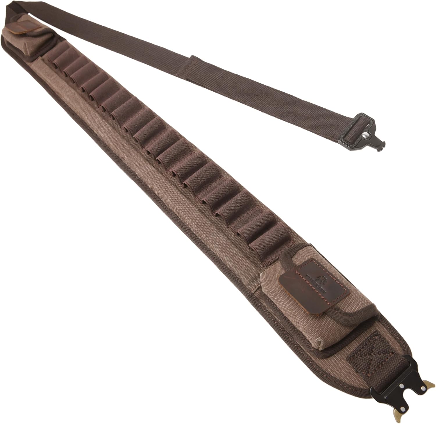 Tas Trost Waxed Canvas Shotgun Shell Belt, 18 Rounds Ammuntion Bandolier for 12/16/20 Gauge, Adjustable Tactical Cartridge Holder (35.5"-72.75") for Hunting, Skeet Shooting