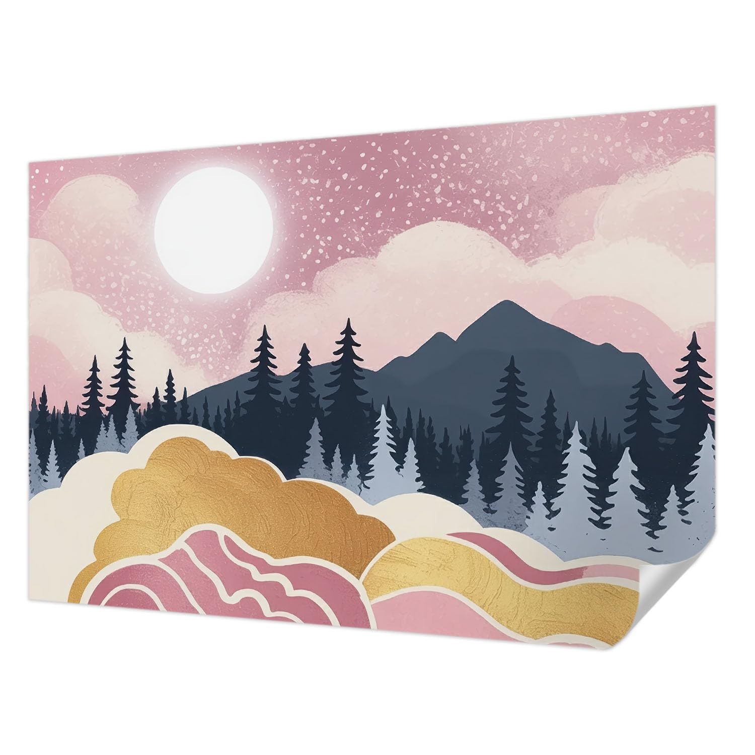 Papier peint autocollant salon et chambre pour créer une ambiance coucher de soleil rose