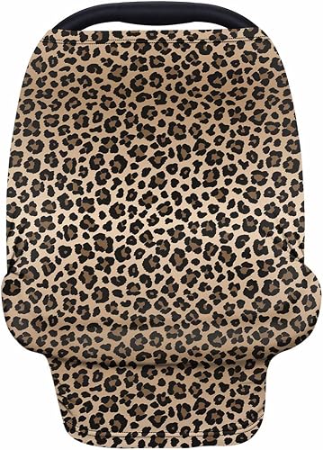 Forchrinse Leopard Cheetah Animal Print Baby Car Seat Canopy for Boys Girls - Soft Nursing Breastfeeding Cover Stroller Cover Baby Car Seat Cover