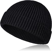 Mens Womens Wool Fisherman Hat - Knitted Beanie Hat with Lapel Winter Warm Unisex Trawler Style