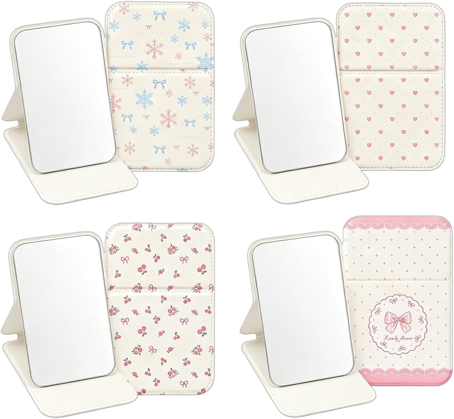 8 Pack Pocket Mirror Bulk Folding Compact Mini Mirrors, Pink for Purse