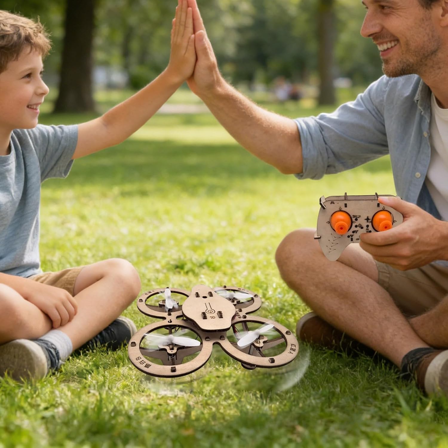 DIY Wooden Drone Building Kit, Diy Mini Wooden Drones RC Quadcopter Building Kits for Kids or Beginner, Drone Model Kit, Creative Aircraft - Assembly Quadrotor Drones Model for Kids (Brown)