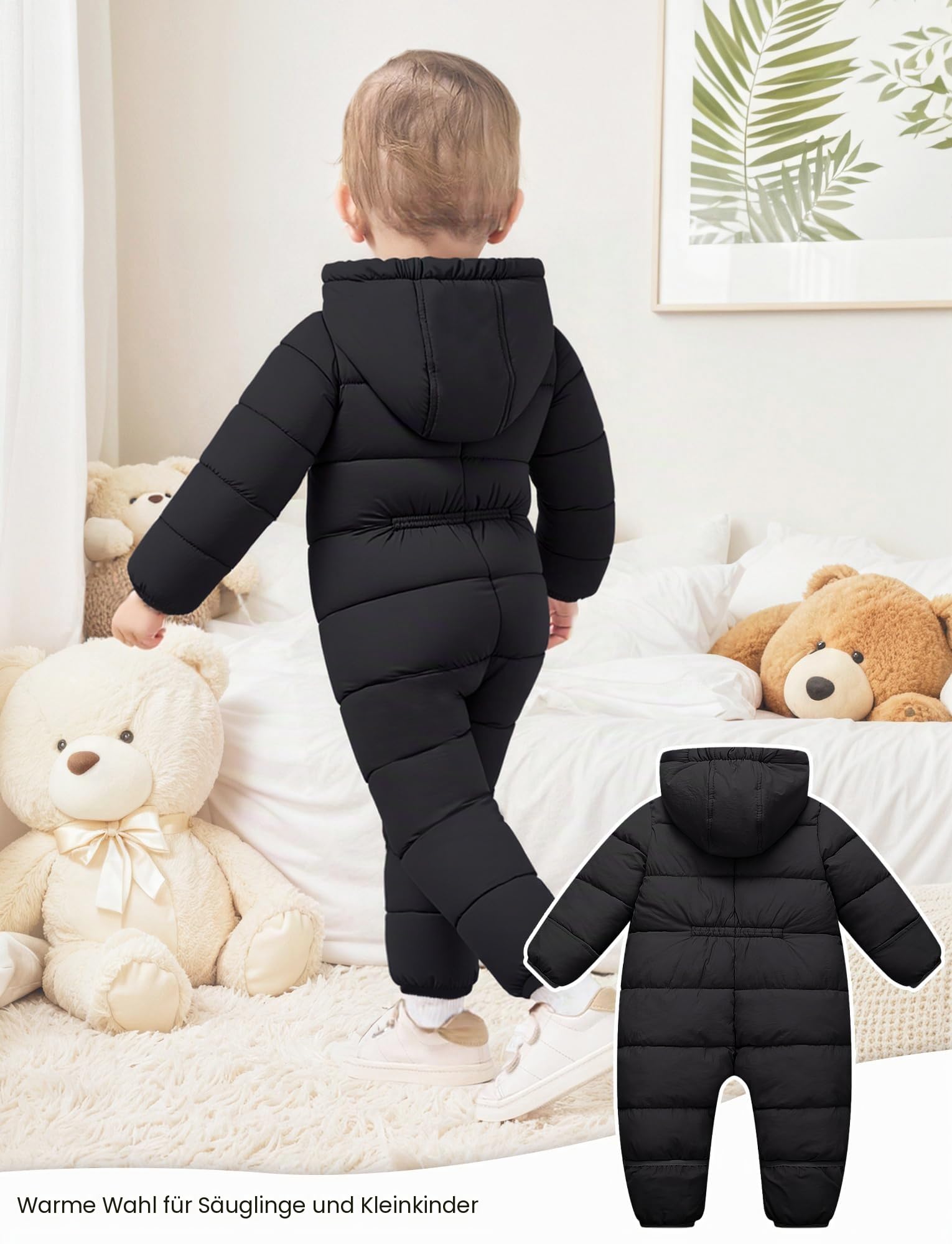 Maeau Schneeanzug Baby Mädchen Jungen 0-24 Monate Winteranzug Gefüttert Baby Overall Baumwolle Neugeborene Baby Kleidung Winter Strampler Fleece Warm Jumpsuit Langarm Mit Kapuze