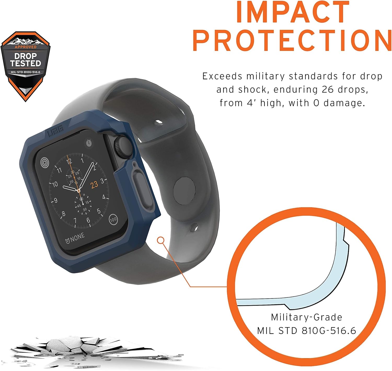 URBAN ARMOR GEAR UAG Civilian TPU Bumper Watch Case 40mm Compatible with iWatch Series 6/5/4/SE 2/SE (Mallard/Silver)