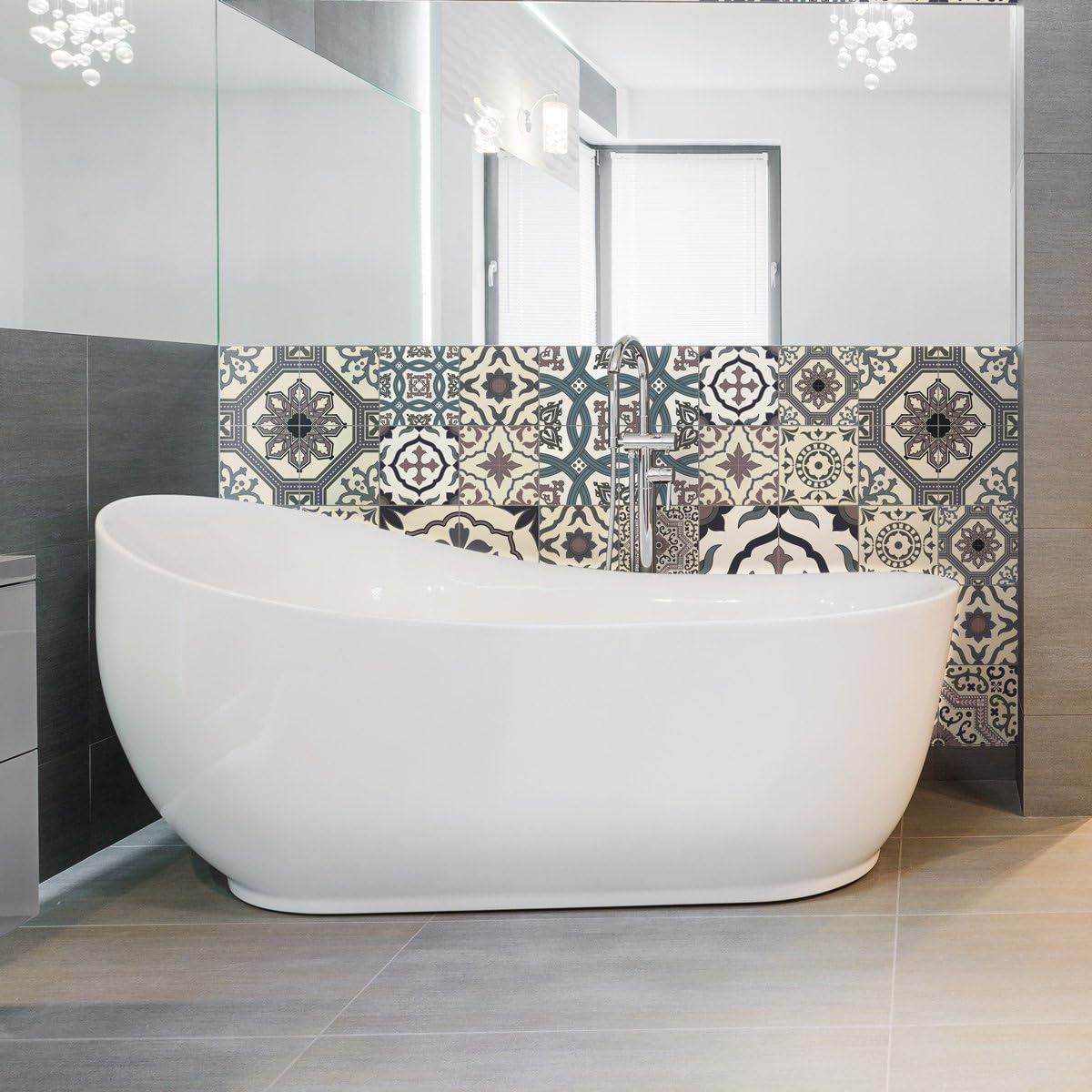 Ambiance-Live col-RV-0512_15 x 15 cm Adhesive Tile Stickers, Alicante, 15 x 15 cm, Set of 60