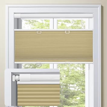 MiLin Top Down Bottom Up Cordless Cellular Shades No Tools No Drill Blinds for Windows Shades for Indoor Windows Honeycomb Blinds - 100% Blackout Coffee