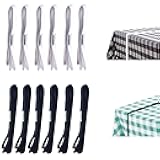 Table Bungees Tablecloth Strap Band Elastic Table Cloth Bands Tablecloth Bungee Cord to Hold Down Table Cloth for Picnic, Camping, Outdoor Tables, Wedding, Parties etc - (White, Black,12 Pieces)