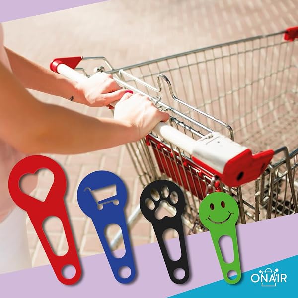 Crochets de caddie amovibles en porte-clés, lot de 3 pièces ; Jeton chariot courses rapide et pratique; Porte-clés robuste et léger fabriqué en Allemagne - 4