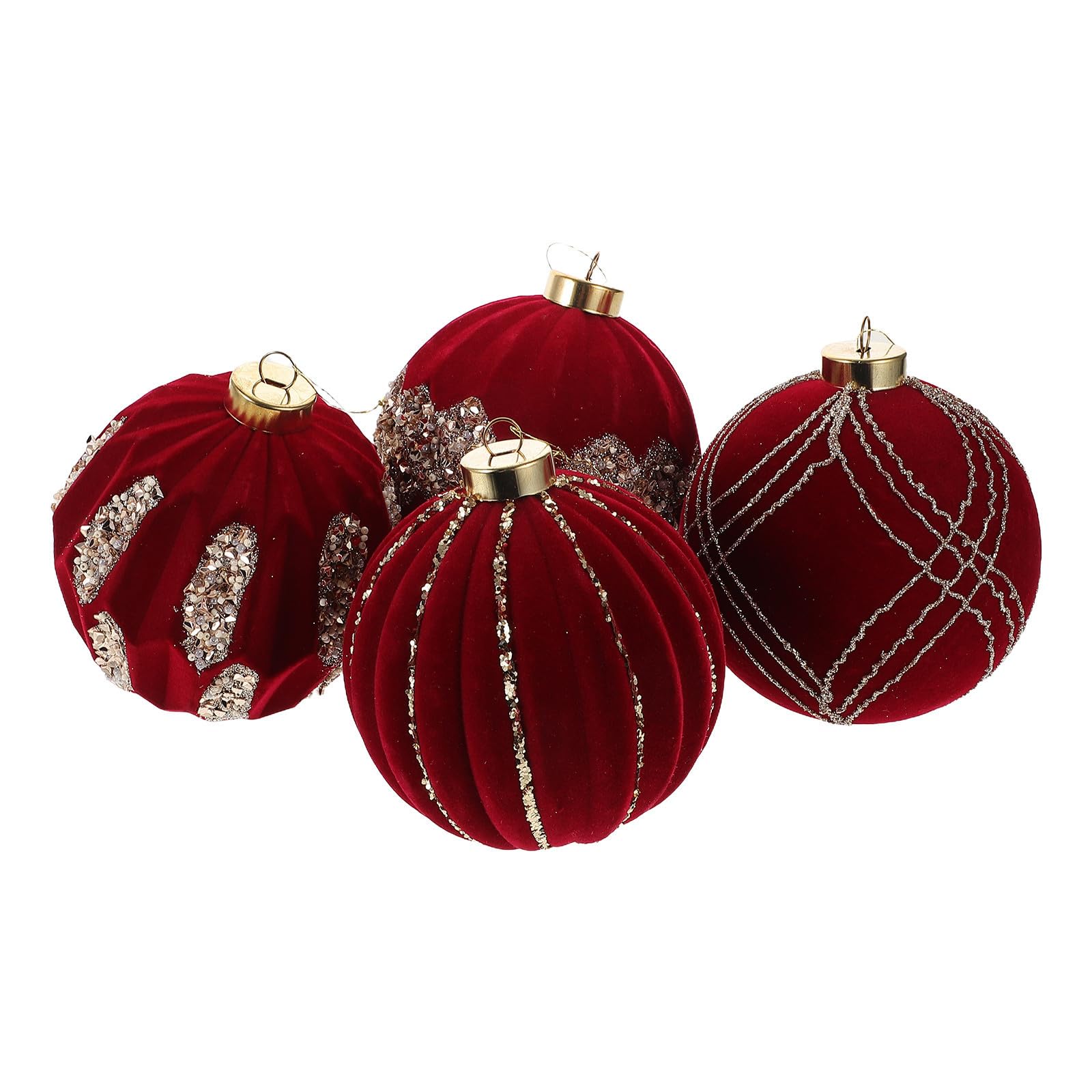 TOYANDONA 16 Stück Bruchsichere Christbaumkugeln 10cm Rot aus Kunststoff | Weiche Samtoberfläche, Wiederverwendbar und Funkelnd, für Festliche Feiern und Selbstgemacht Bastelarbeiten