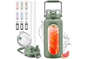 64oz Wide Mouth Glass Water Bottle with Time Marker