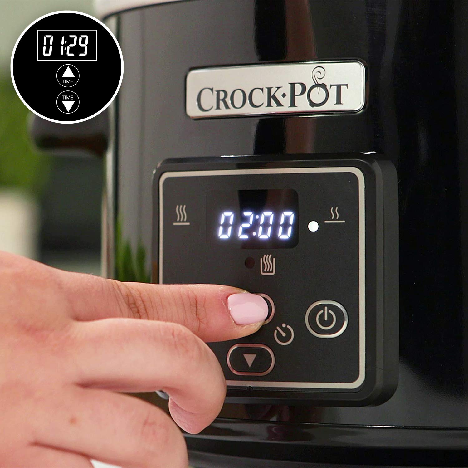 Crockpot mijoteuse électrique programmable avec affichage numérique | 2,4 L (2 personnes) | Fonction maintien au chaud | coloris noir et chrome [CSC061X]