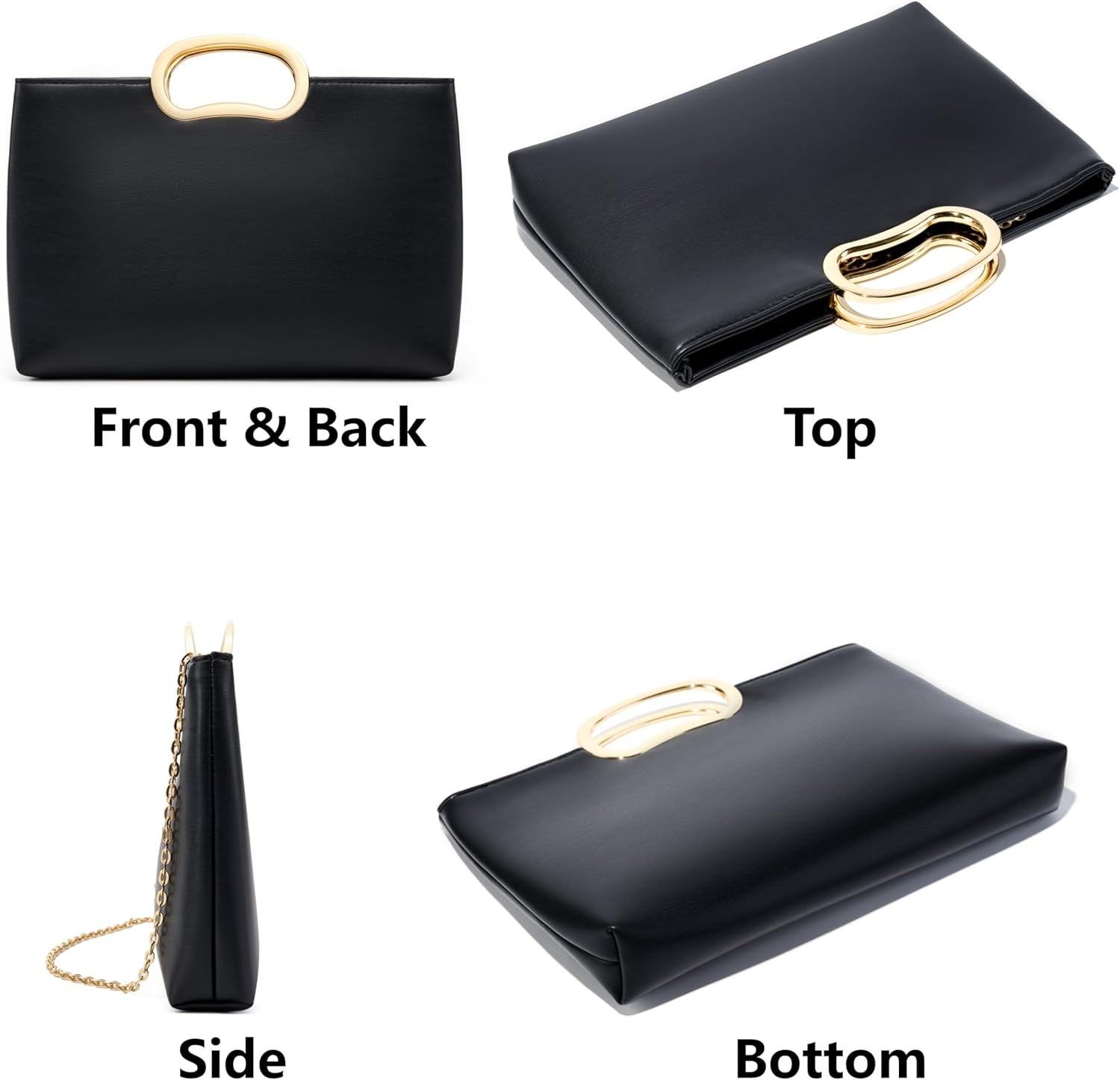 Gurina Elegant Womens clutch purse Metal Handle Designs evening handbags with Detachable Chain, for Wedding Party Prom