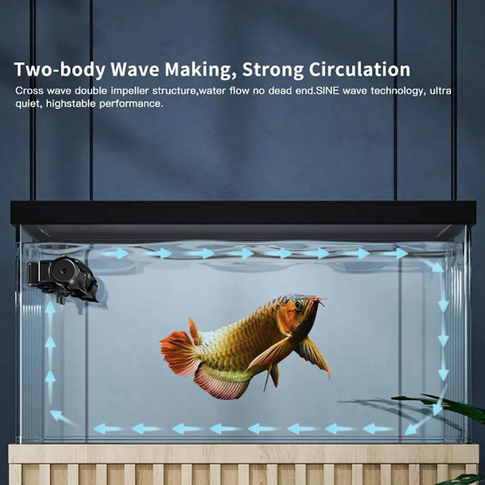 Aquarium Wave Maker – Bomba De Flujo Cruzado De 15W/25W Para Acuario Con Controlador De Pantalla LED, Ajustable A 4 Velocidades Para Acuarios De Agua Dulce Y De Arrecife Marino 15W