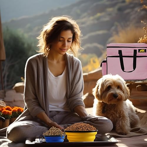 Miniatura 2 de MIKKUPPA Bolsa de viaje para perros  Bolsa de viaje para mascotas para suministros para perros, kit de viaje para perros con 2 contenedores de