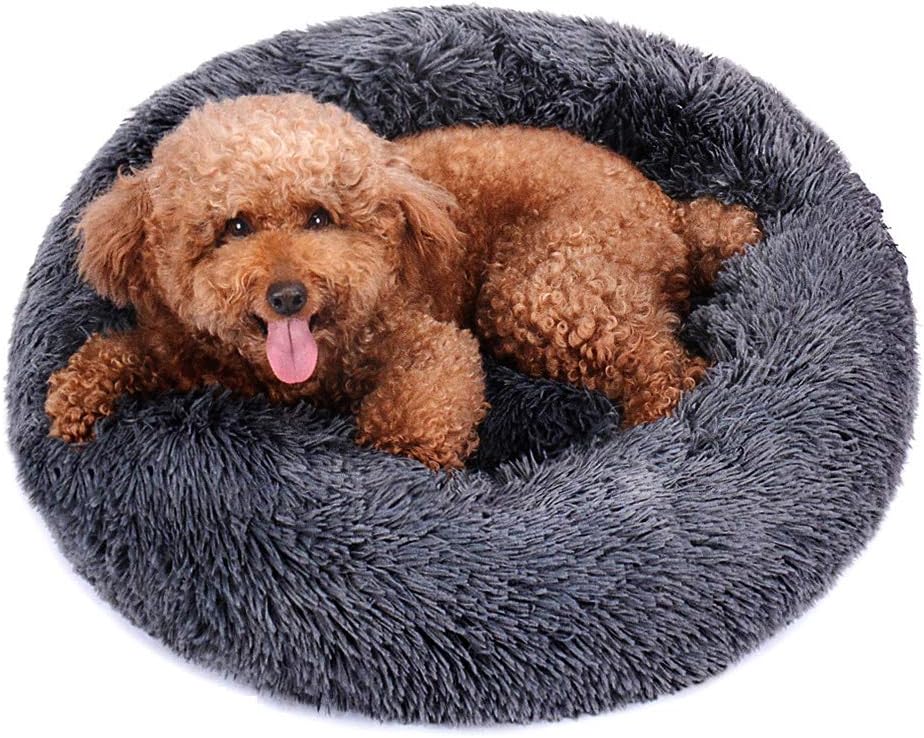 Donut Dog Bed,Fluffy Pet Bed Donut for Dogs & Cats, Comfortable Dog Bed Donut Cuddler Round,Washable Dog and Anti Slip Bottom, 20'' /28'' for Puppy and Kitties (20'')