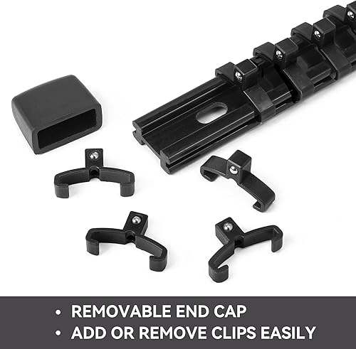 Miniatura 3 de ALOANES Organizador de enchufes ABS de 3 piezas, 12 pulgada, soportes de riel de enchufe de unidad, estantes de enchufe resistentes, rieles negros