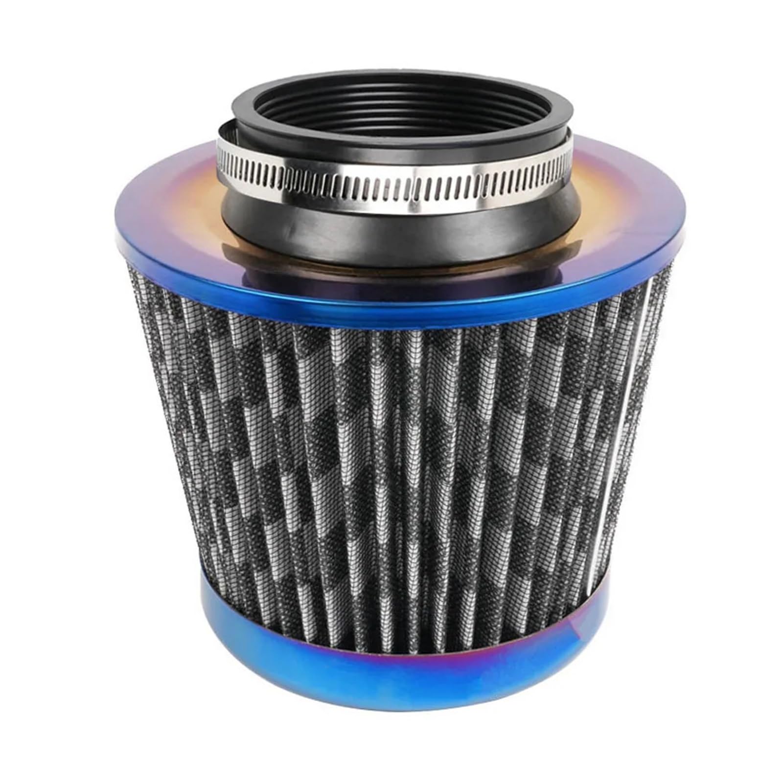 Filtro aire alto rendimiento moto Kit de inducción filtro aire frío alto flujo entrada energía cono malla acero inoxidable azul quemado 76MM y 3"
