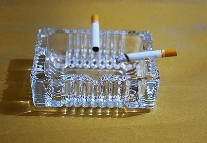 ASGTRADE Clear Glass Ashtray for Cigarettes, Suitable for House or Office