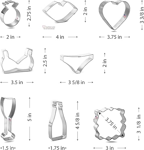 Miniatura 4 de Juego de cortadores de galletas para despedida de soltera, 8 piezas, cortadores de galletas de Foose - acero estañado de Estados Unidos