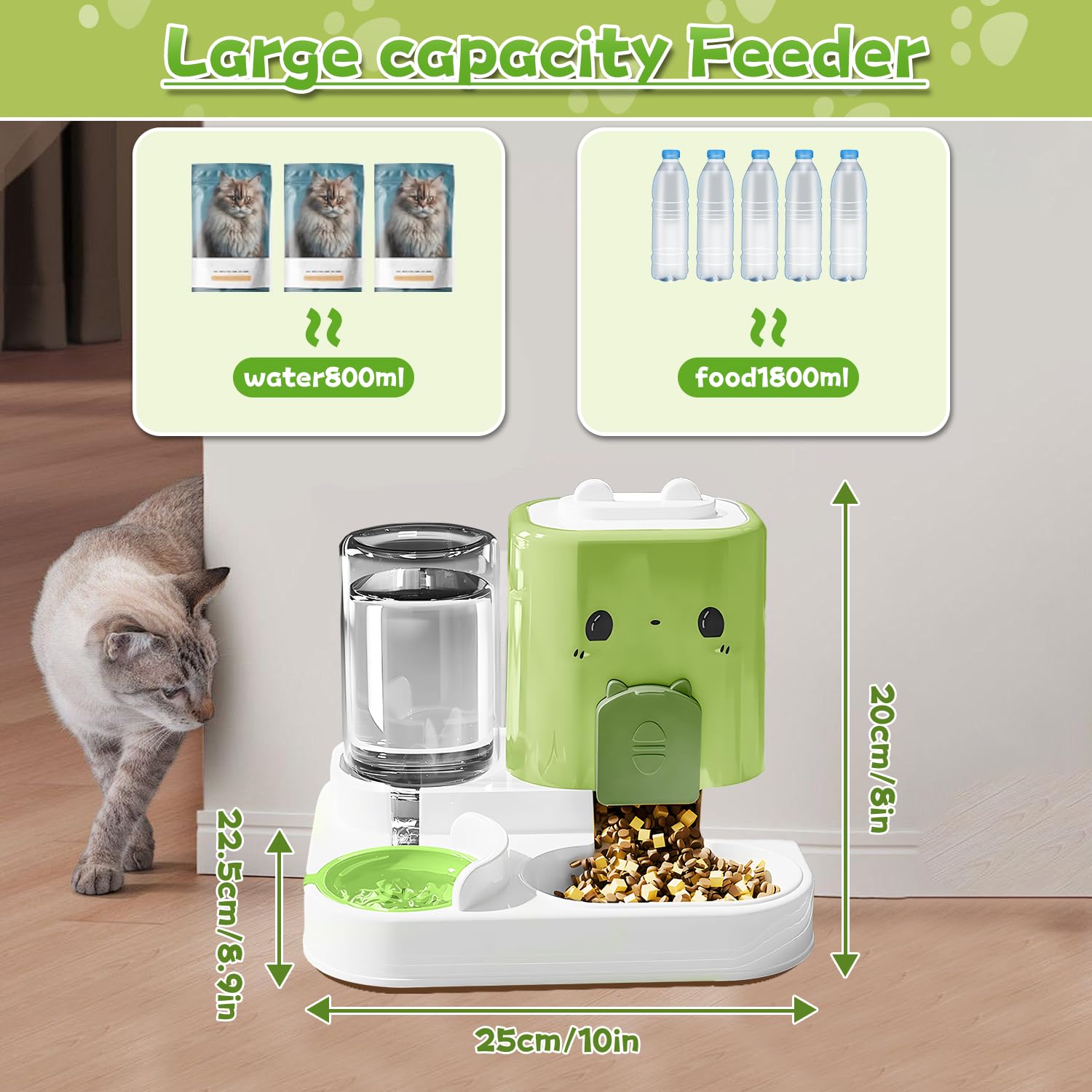 Distributeur Automatique de Nourriture pour Chats, de Nourriture 2 en 1, Distributeur Croquettes Chat Automatique, Gamelle Chat d'Aliments et d'eau Animaux de Compagnie de Petite