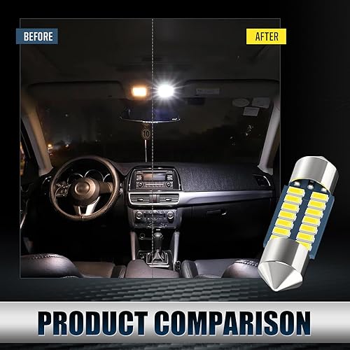 Miniatura 3 de 4 luces LED de doble punta para automóvil de 1.220 in, chip 3014 de 360  envolvente luminoso de cúpula para mapa, luz de lectura, luz de matrícula,