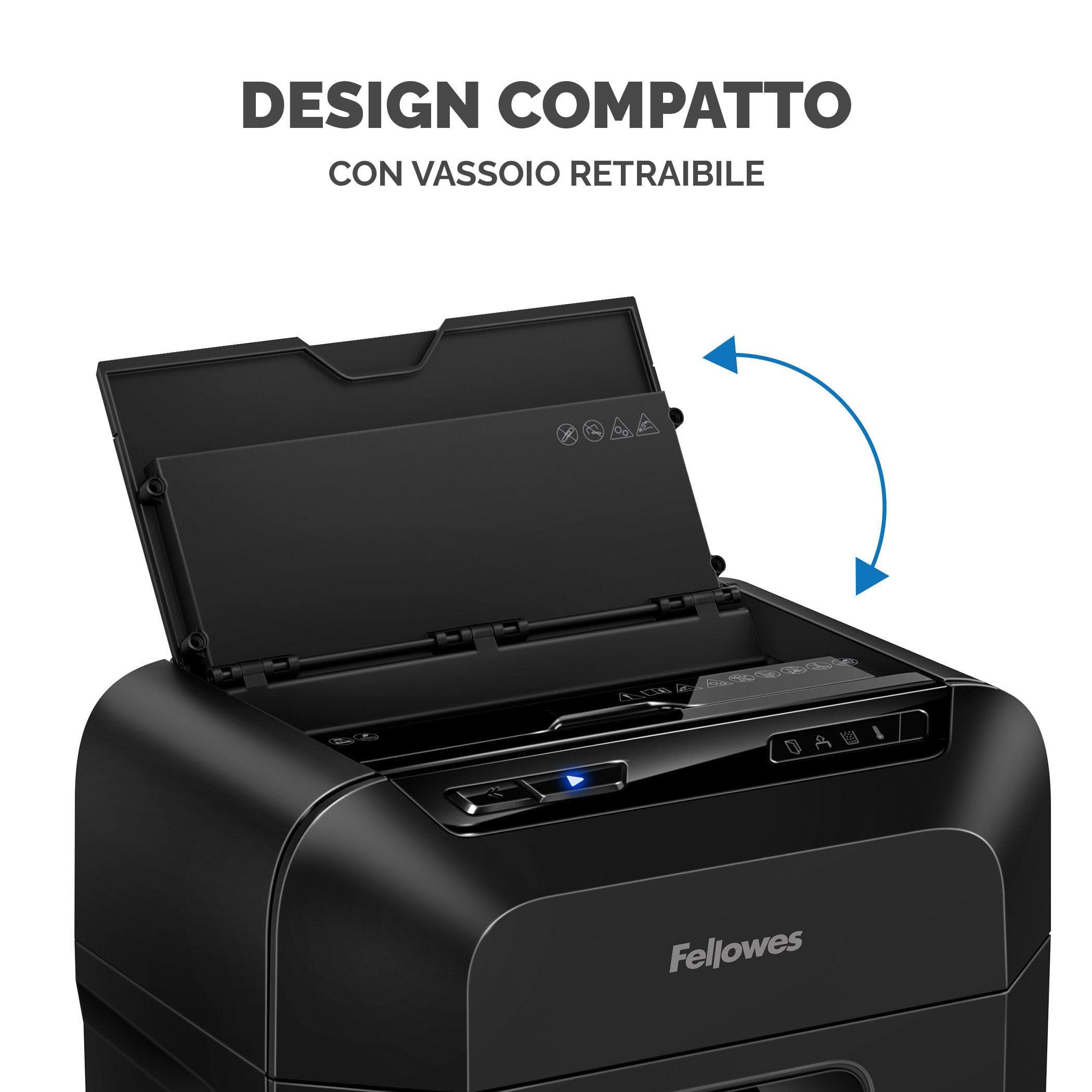 Fellowes Distruggi documenti AutoMax 90M a miniframmento, 90 fogli in modalità automatica, 9 fogli manuale, per casa e piccolo ufficio, cestino da 17 litri, modalità riposo, sicurezza P4, nero
