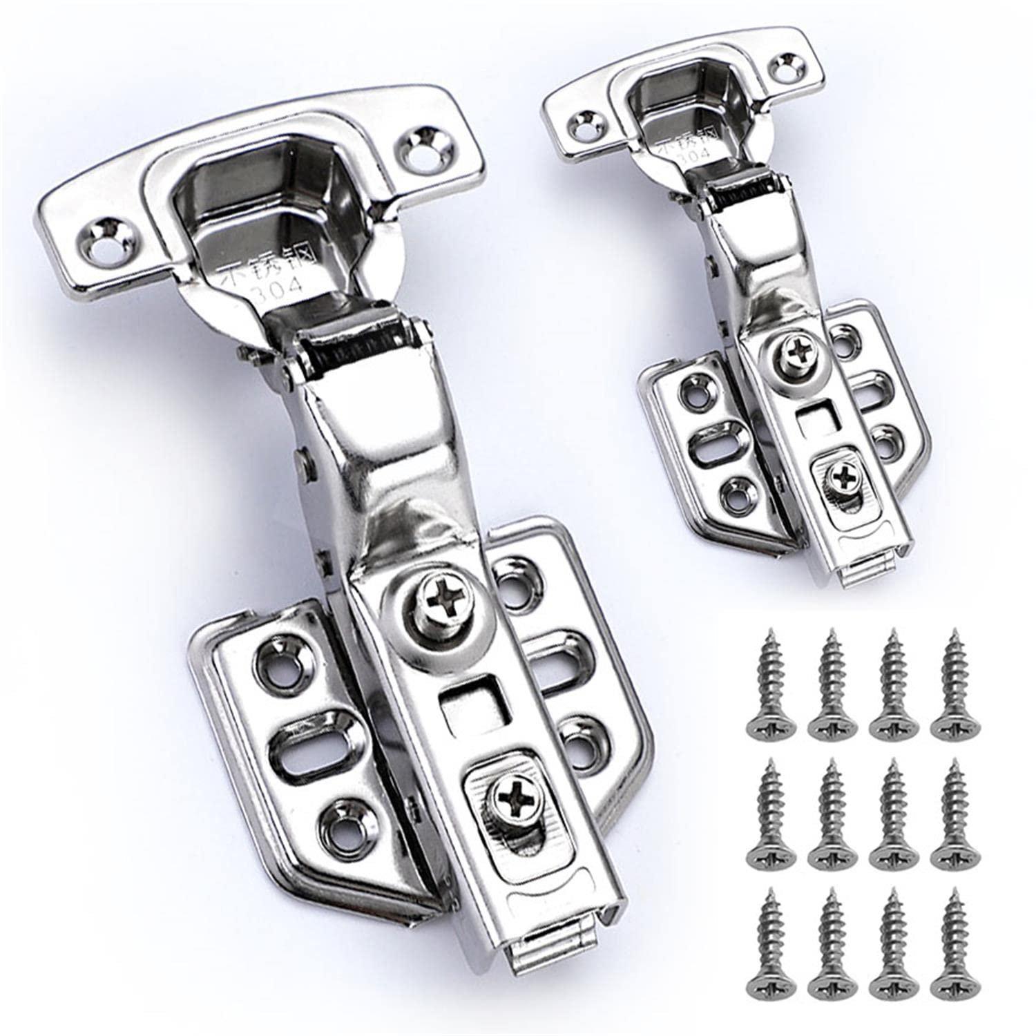 HangQi Soft Close Cabinet Door Hinges 100 Degree Soft Closing Insert Door Hinge for Frameless Cabinet, Stainless Steel Nickel Plated Finish,2 Pack,Inset