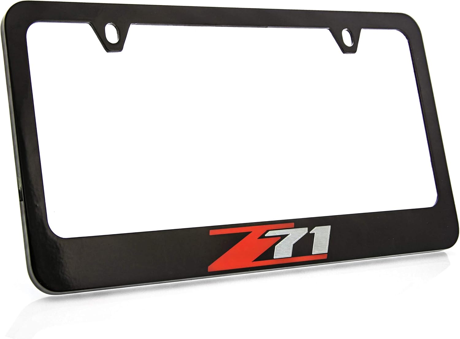 License Frame Inc. Chevrolet Z71 License Plate Frame Holder (4 Hole/Brass, Chrome/Top)