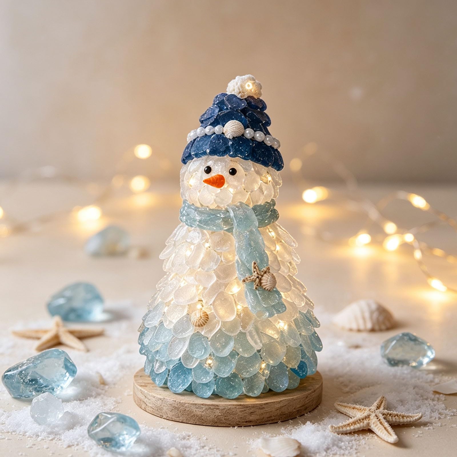 DIY Sea Glass Art Kit,Themed Handmade Craft Set with LED Lights 3D,E