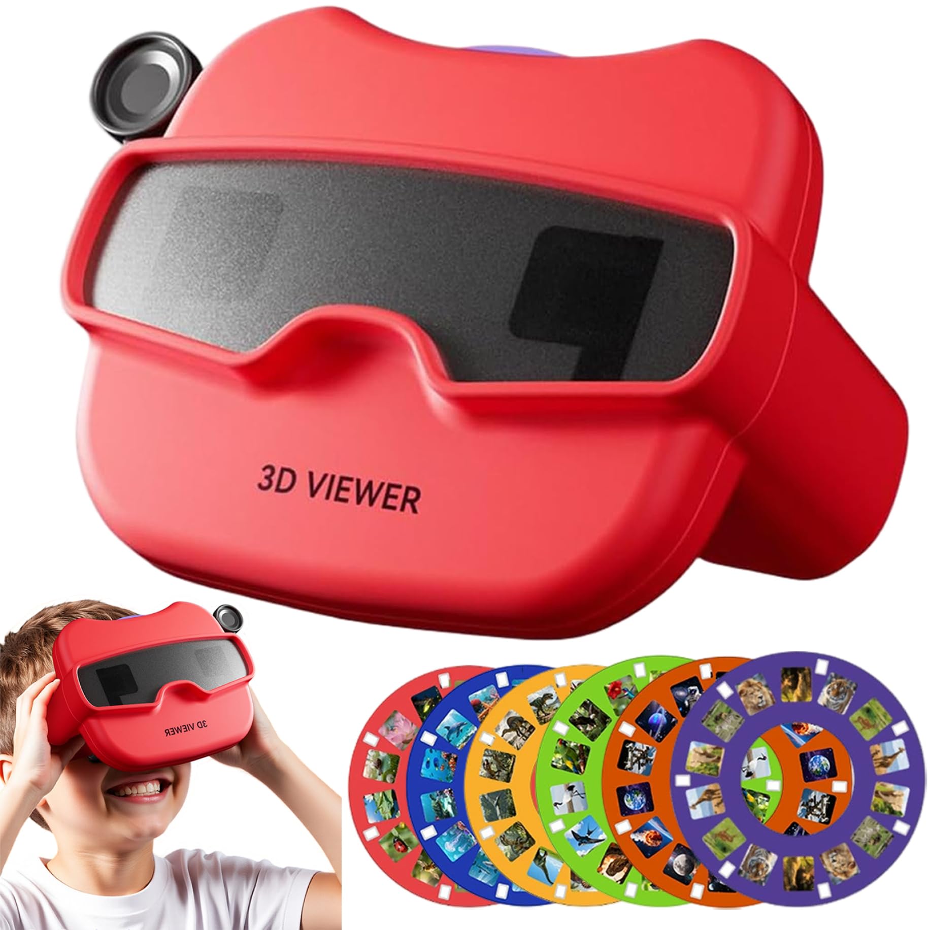 Visionneuse 3D pour Enfants Kaléidoscopes éducatifs Amusants pour Enfants avec 6 Rouleaux Nouveauté Jouets naturels sans Danger pour Les Yeux pour Filles garçons Adultes de 3 Ans et Plus
