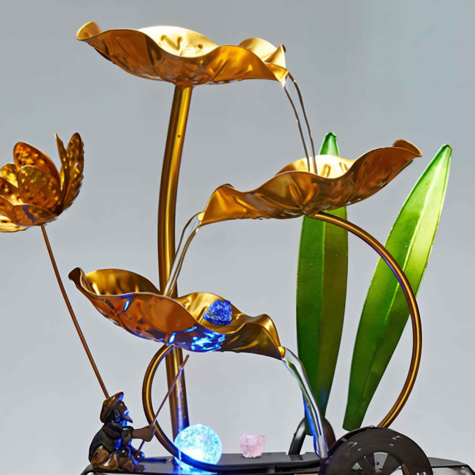 Fontana da tavolo per interni con cascata di loto a 5 livelli, decorazione tranquilla per acquari con luci a LED e pompa silenziosa, decorazione per la casa Feng Shui per meditazione e relax (stile C)