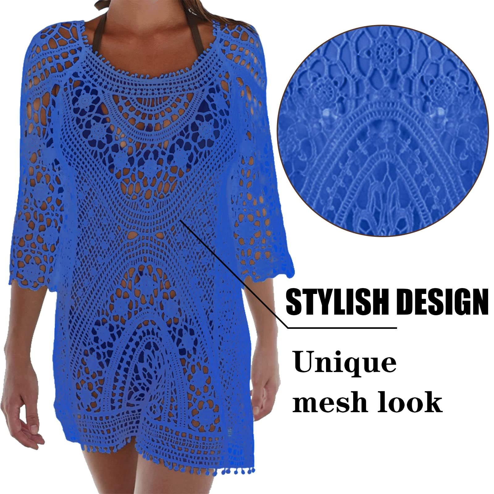 EDOTON Costumi Interi da Bagno per Donna, Costume da Bagno Bikini in Crochet con Pizzo Aperto