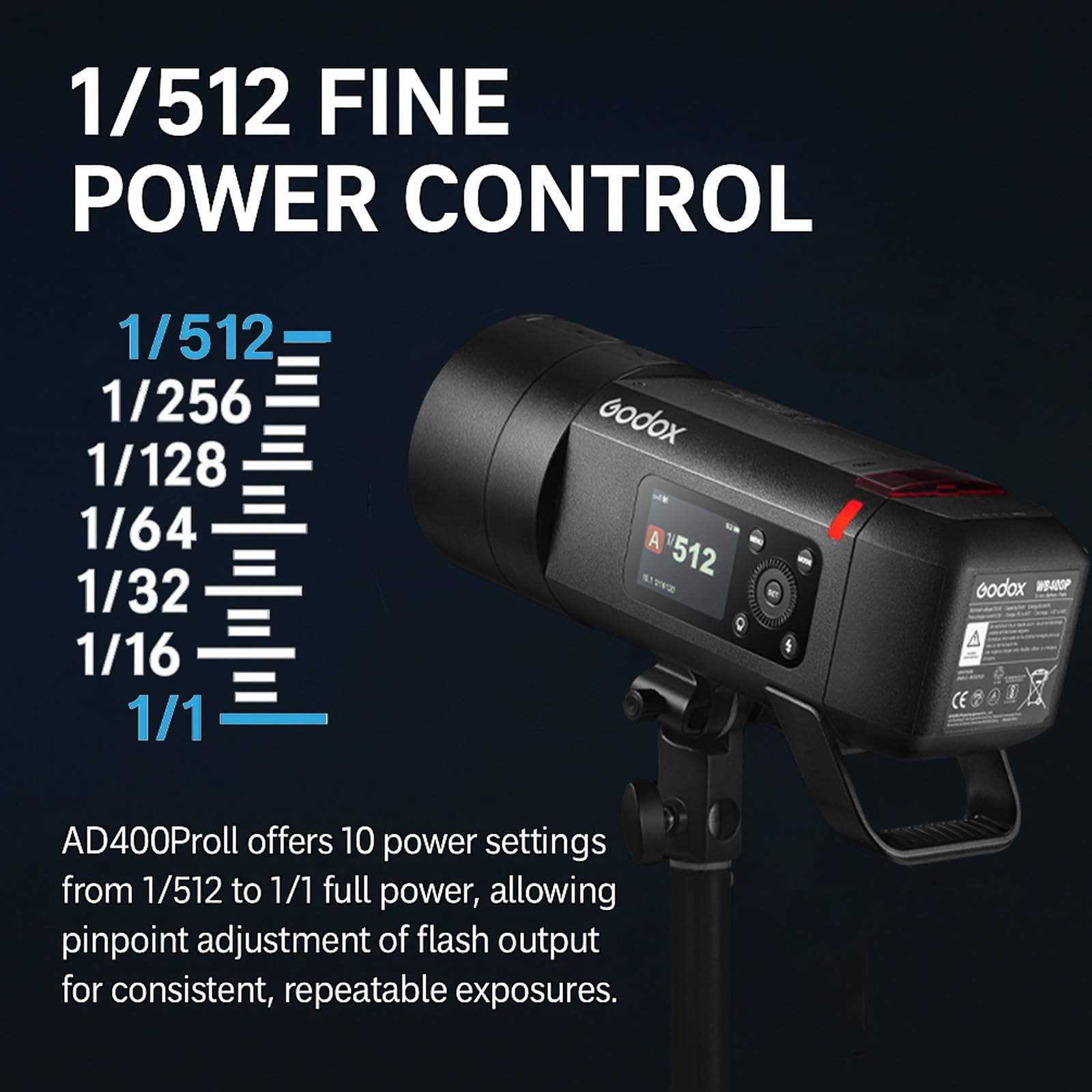 Godox AD400 Pro II Flash 400Ws TTL, AD400Pro II 2.4G HSS 1/8000s Flash con Luz de LED Bi-Color 30W, Montura Bowens/Godox,460 Disparos a Potencia Completa,Compatible con Canon Nikon Sony Fujifilm y más