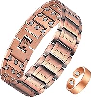 Vista 1 de Jecanori 3 pulseras magnéticas de cobre para hombres, pulsera magnética ultra fuerte y anillo de cobre conjunto de regalo de joyería con herramienta
