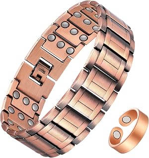 Jecanori 3X Magnetic Copper Bracelet for Men, Ultra Strength Magnetic Bracelet and Copper Ring Jewelry Gift Set with Adjust Tool