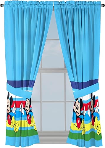 Miniatura 7 de Sunny Side Up Cortinas de ventana para dormitorio de niños, juego de cortinas de 4 piezas con 2 alzapaños, azul, coches, 42 pulgadas de ancho x 63