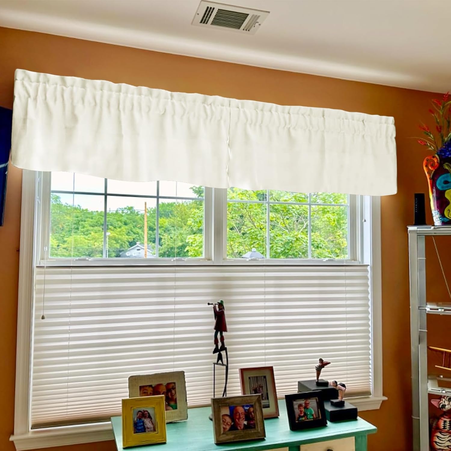 8 Panels Blackout Curtain Valances for Kitchen Living Room Bathroom Bedroom, 52" x 18" Ivory Valances for Windows Rod Pocket Short Curtains for Small Window, Thermal Insulated Valances