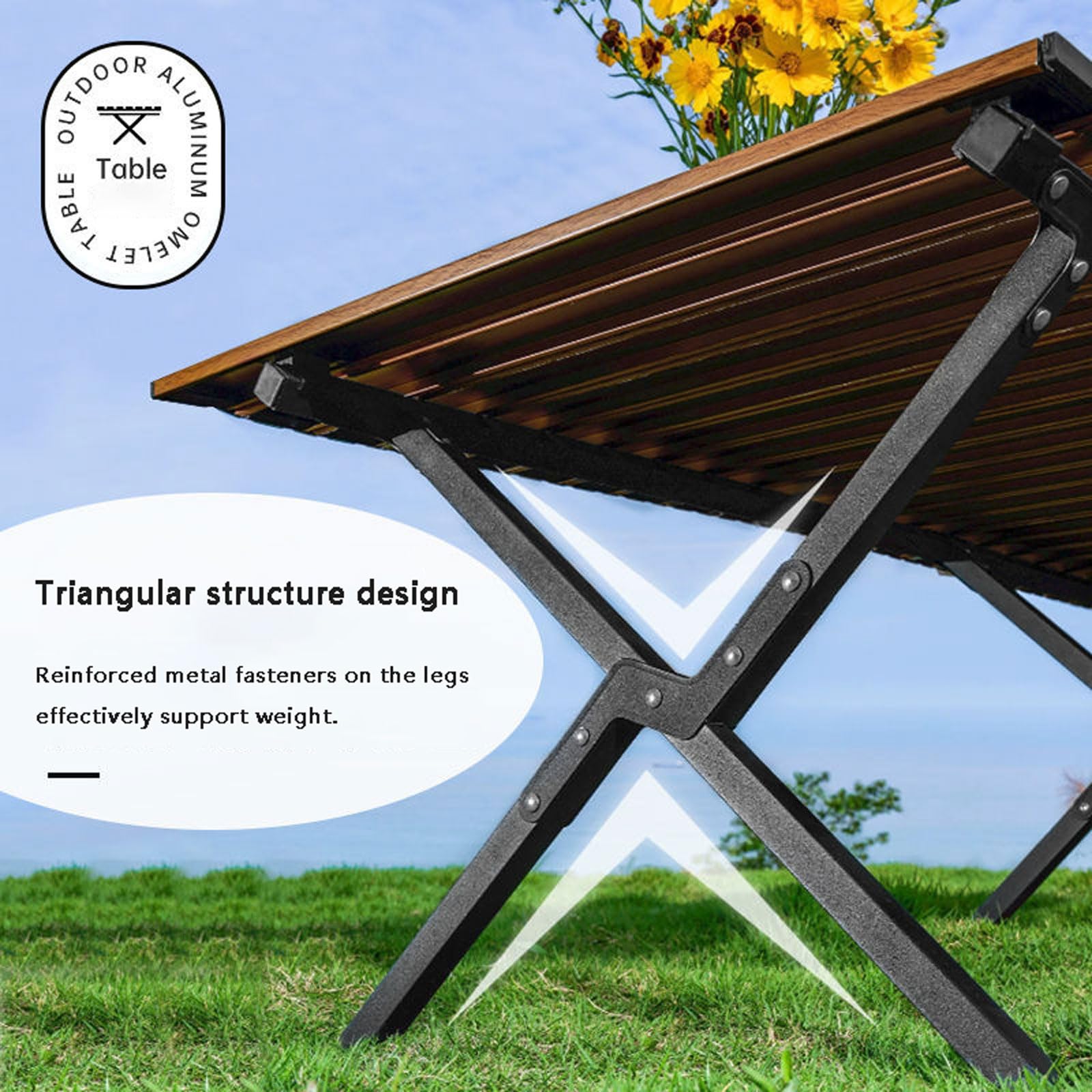 Mesa Plegable para Acampar con Rollo de Huevo,Madera Grano de Carbono Rollo de Huevo de Acero Pequeña & Ultra-Ligera ,Mesa de Playa portátil con Bolsa de Almacenamiento,Ideal para Exteriores,Barbacoa