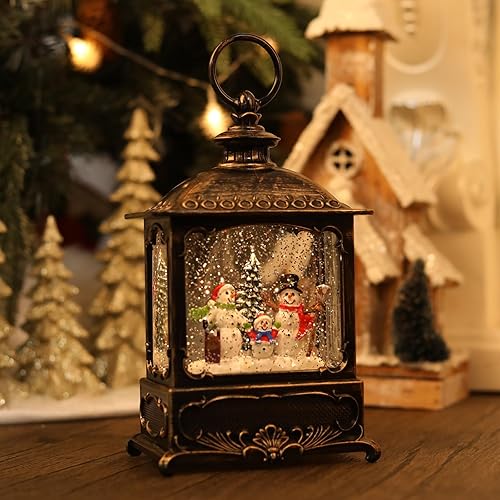 Miniatura 5 de Linterna de decoración navideña con forma de muñeco de nieve, 3 pilas AA y USB, linterna de globo de nieve familiar de muñeco de nieve para