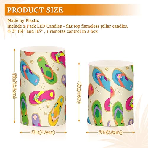 Miniatura 3 de Velas sin llama para playa, verano, con control remoto, 2 velas falsas LED, velas de té a pilas con temporizador para exteriores, interiores,