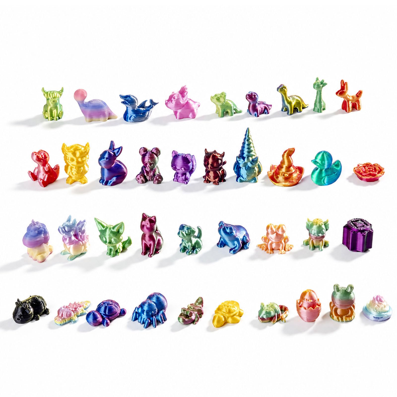 BOFYTR 3D Printed Animals, 100-Piece Set of Mini 3D Printed Fidget Toys for Desk Pets, Educational Sensory Play and Party Favours