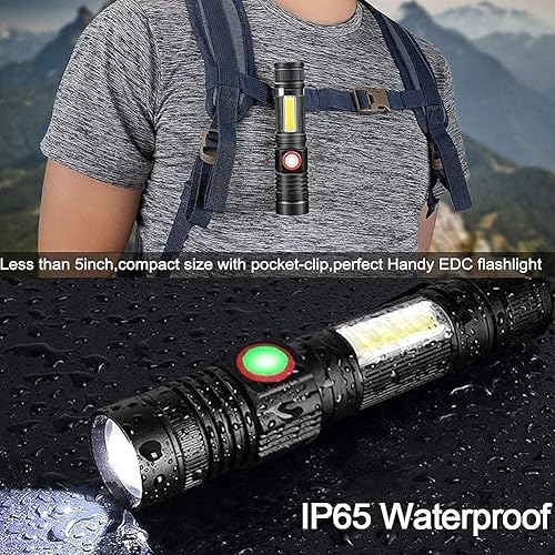 Miniatura 6 de AdamStar Linternas tácticas recargables, linternas LED XHP50.2 con bloqueo de modo, luz de flash brillante de 8000 lúmenes, linterna pequeña de alta