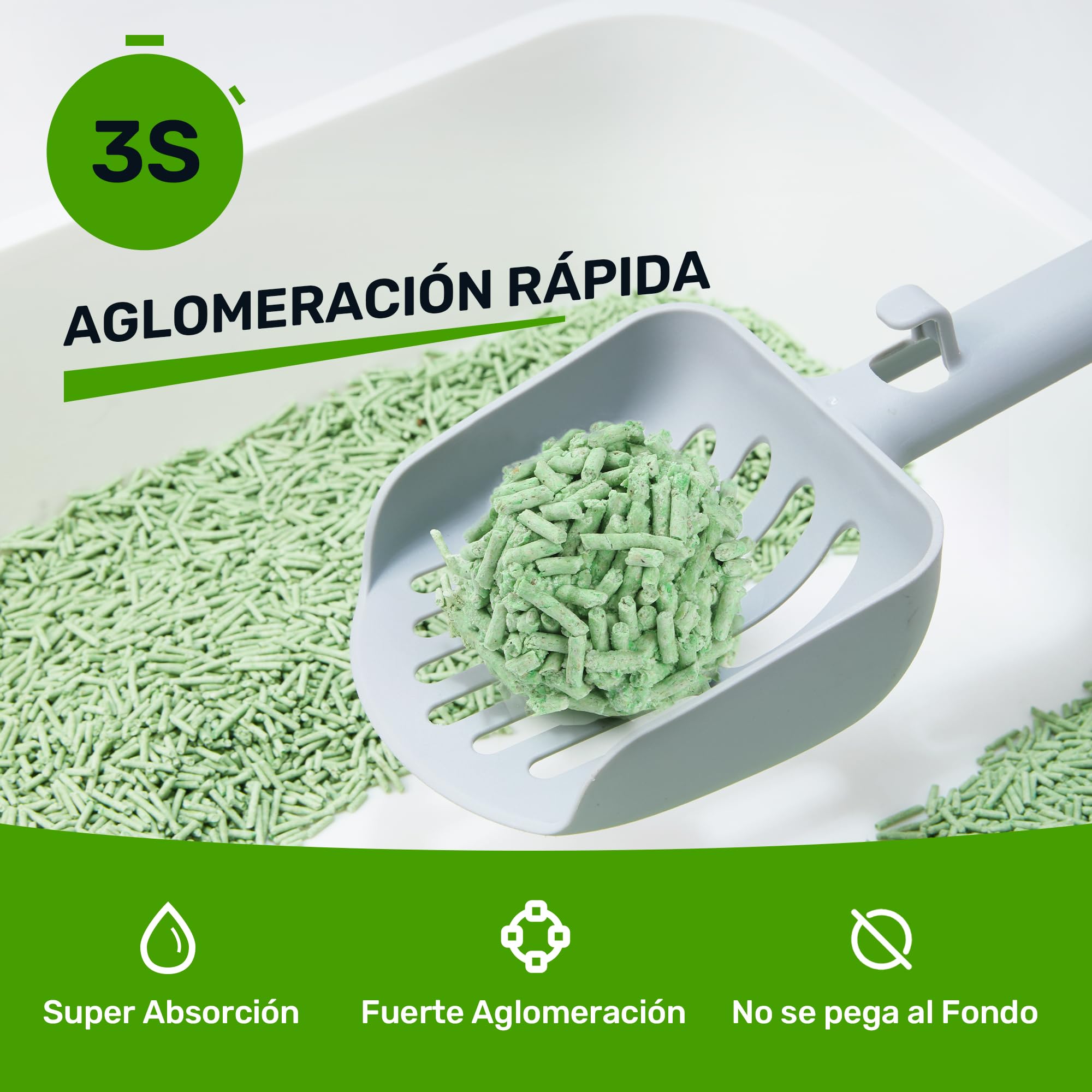 FUKUMARU Arena de Tofu para Gatos 10.8kg - Arena Aglomerante, Control de Olores, Aroma de Té Verde, Sin Polvo