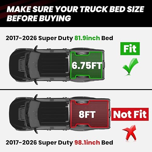 Miniatura 2 de LASFIT Tapete para Cama de Camioneta 6.75 pies para Ford F250 F350 F450 2017-2026 Super Duty 81.9" Revestimiento para Cama de Camioneta, Tapete