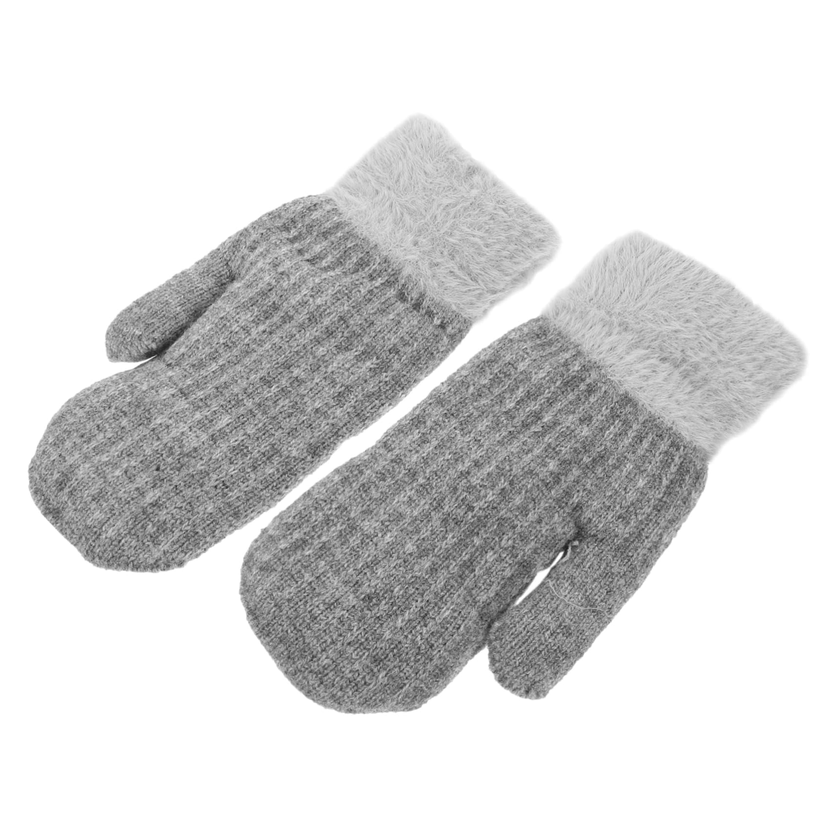 WOFASHPURET Hand Warmers Gloves Women's Knitted Winter Gloves Touchscreen Full Finger Cold Proof Grey